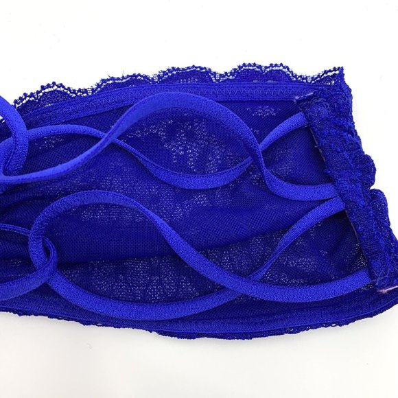Intimately Free People Bra Essential Bandeau Blue Lace Bralette NWT - Picture 7 of 7